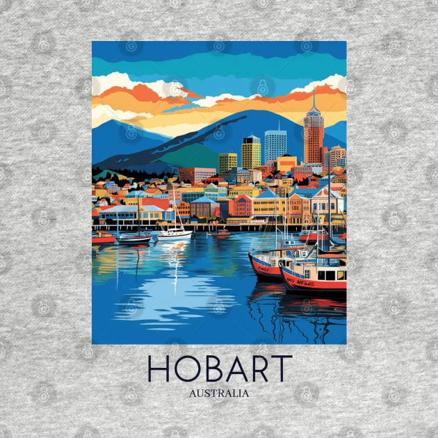 A Pop Art Travel Print of Hobart - Australia by Studio Red Koala